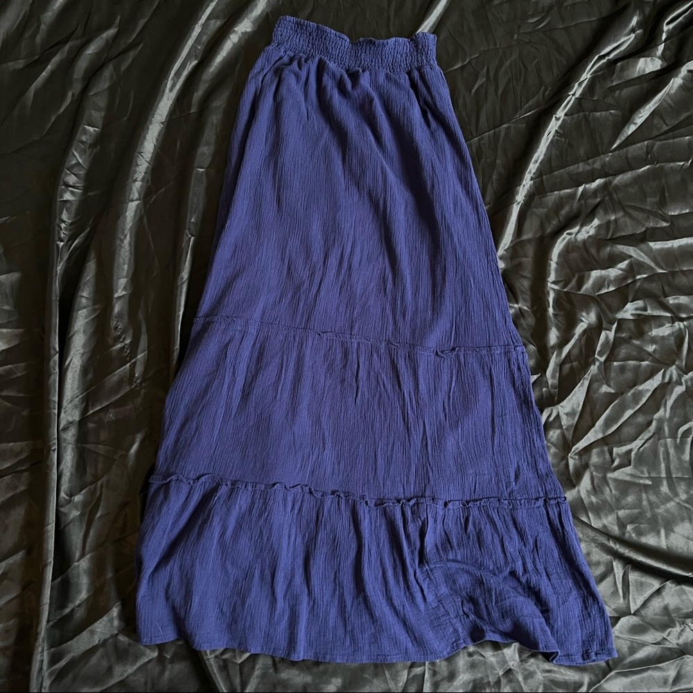 Dark blue ruffled maxi skirt!